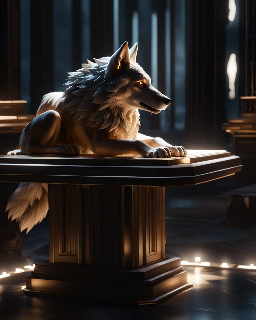 Antropomorfic Wolf , unreal engine 5, concept art, art station, god lights, ray tracing, RTX, lumen lighting, ultra detail, volumetric lighting, 3d