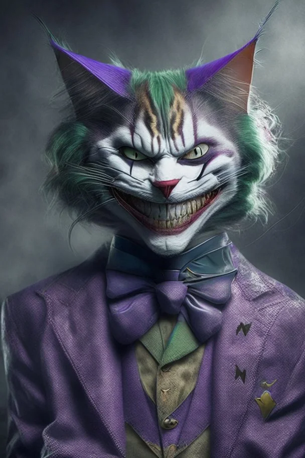 A picture of a cat in the form of a joker, a professional, high JPEG image