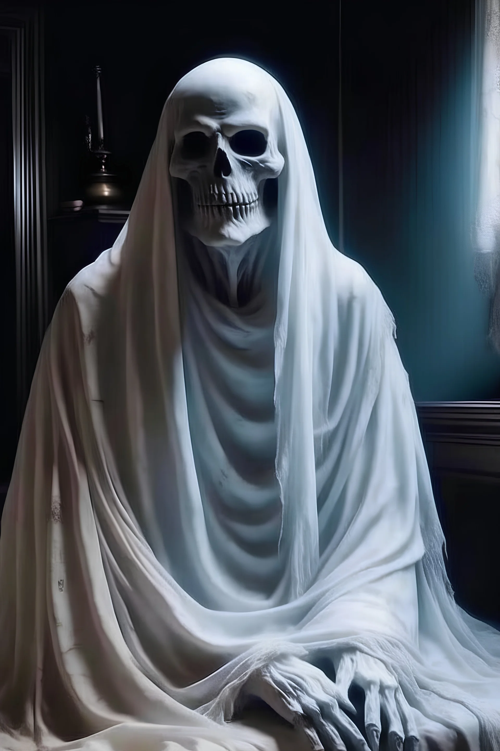 Um fantasma aterrorizante e bonito ao mesmo tempo