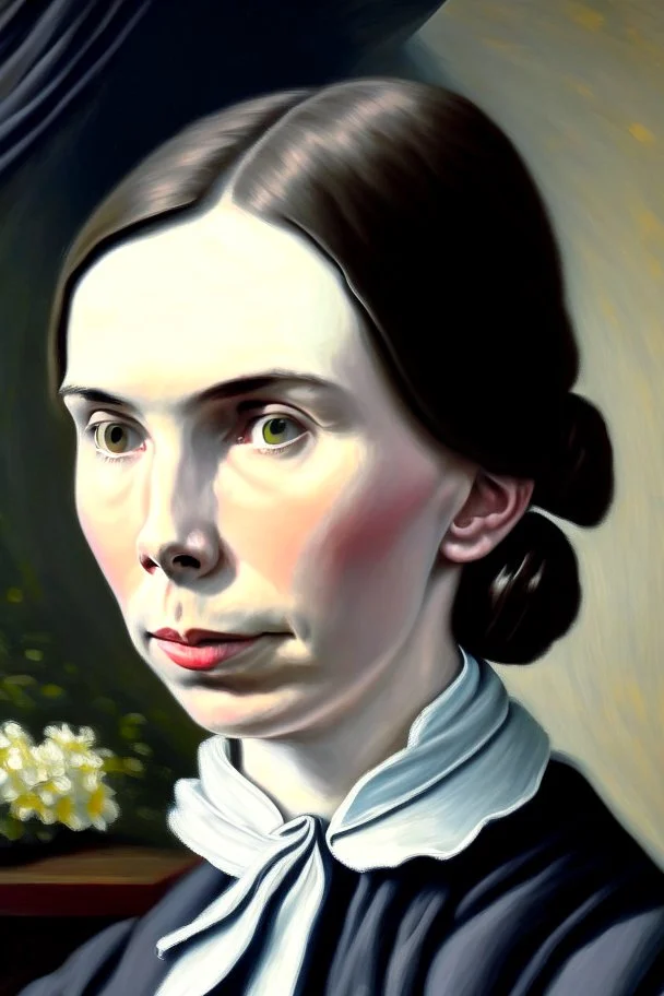 Young Emily Dickinson portrait by Bekir Salim, Fine Art, Art Deco, Abstract Realism, Figurative, high quality, historical