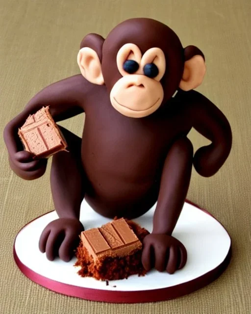 Monkey model made of chocolate cake with Mars bars