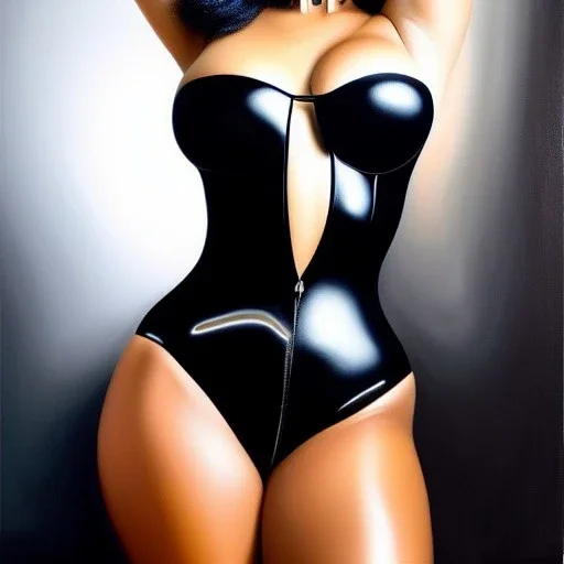 Ultra detailed fullbody Portrait in oil on canvas of beautiful booty Domino, wearing skintight latex black suit ,extremely detailed digital painting, intrincate, intense stare, extremely detailed face,crystal clear Big Glowing eyes, mystical colors ,perfectly centered image, perfect composition, rim light, beautiful lighting, 8k, stunning scene, raytracing, anatomically correct, in the style of robert e howard and Ken Kelley and Ohrai Noriyoshi and Simon Bisley and tomzj1