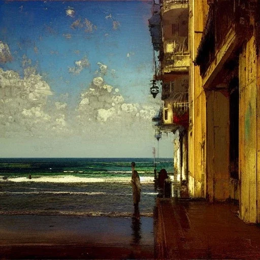 Gulf, Naples , by Jeremy mann, point perspective,intricate detailed, strong lines, John atkinson Grimshaw,