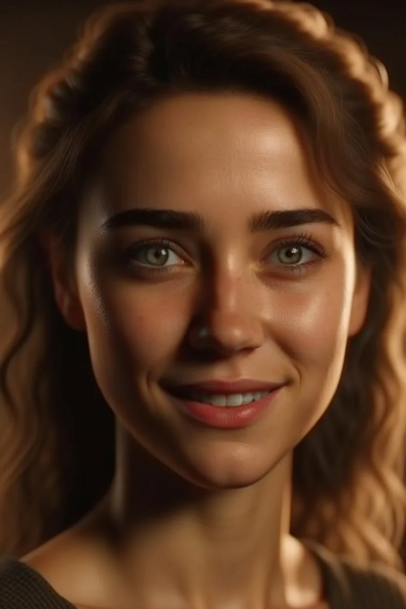 A happy beautiful woman, head and shoulders portrait, 8k resolution , cinematic