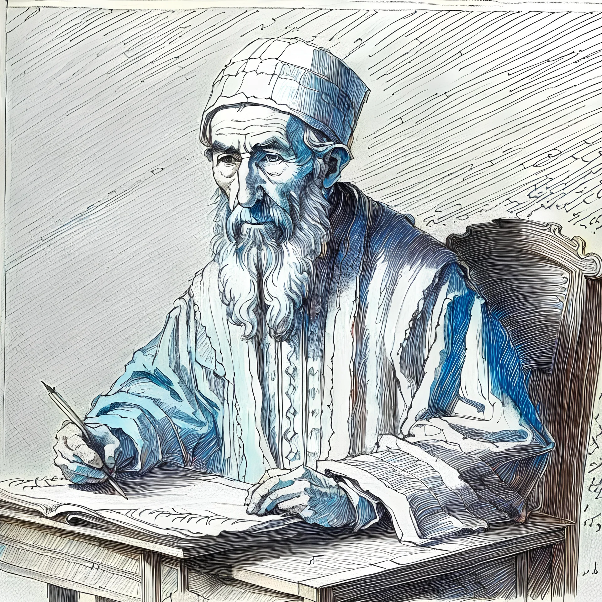 Muslim scholar from the seventh century pencil sketch