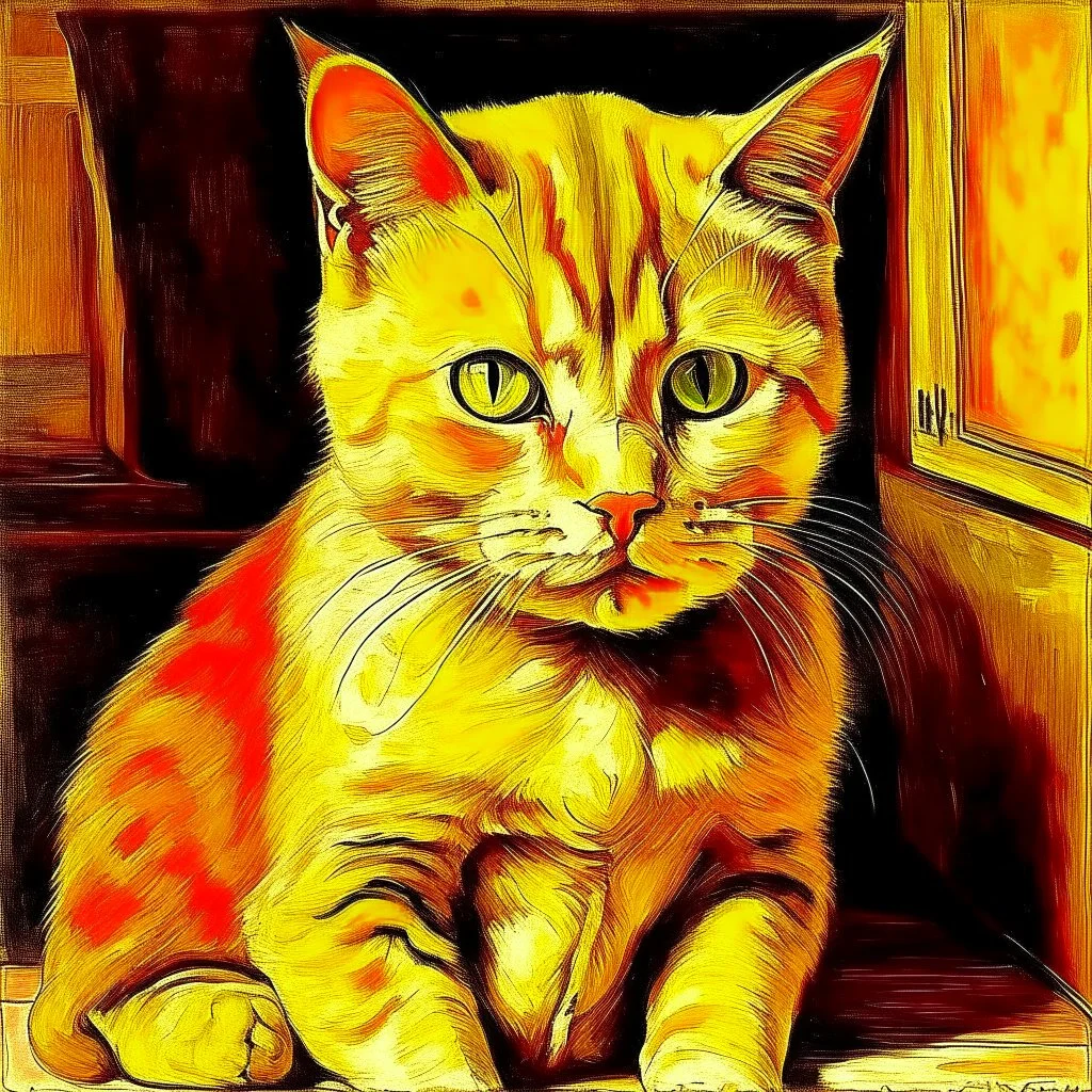 Portrait of a cat by Van Gogh