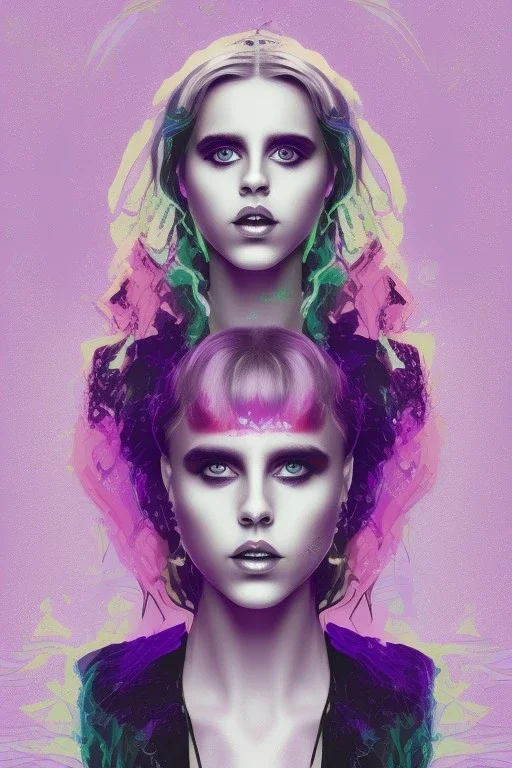 Danish singer MØ face, Abstract, purple tones,