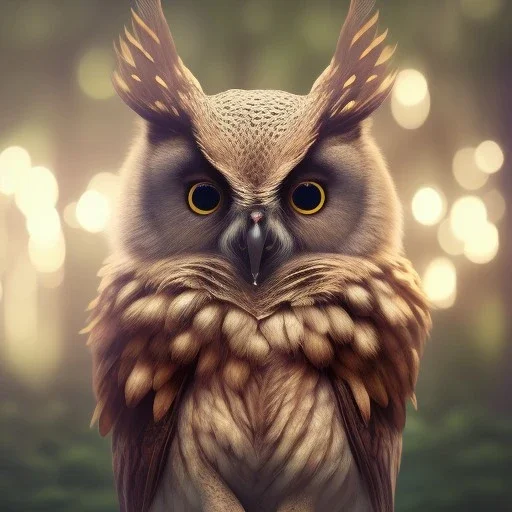 realistic, octane portrait, natural lighting,full body shining gold metal,insanely,elegant, bokeh, volumetric lighting, extreme detail, Photorealism, High detail, Hyper realistic Owl in forest, macro lens blur,cinematic, cinema4d, HDR, 8k, unreal engine 5