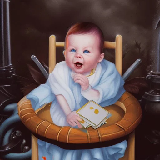 a baby in a fantasy card illustration, cartoon style