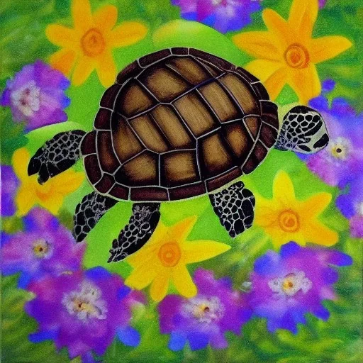 turtle and flowers