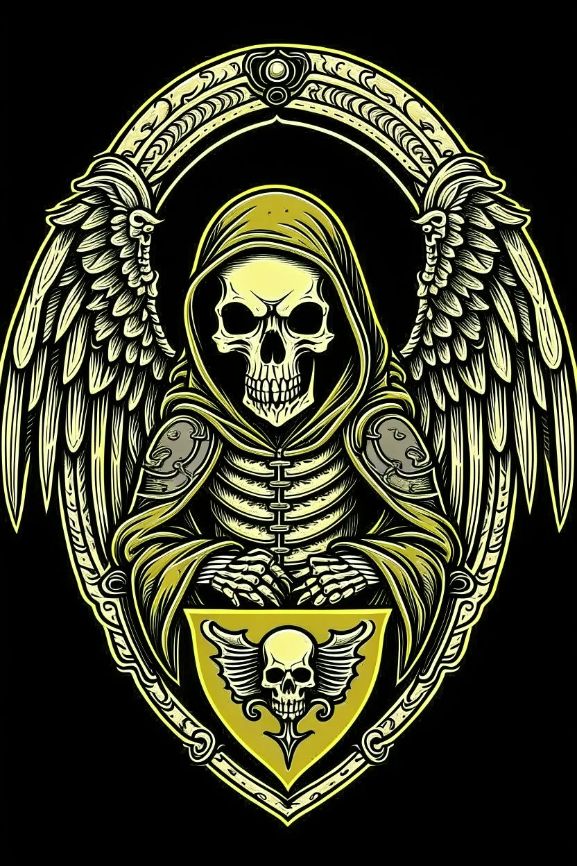 A coat of arms featuring the angel of death, simple