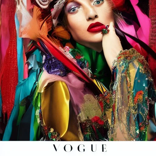 A vogue-like poster. Colourful, fashion.