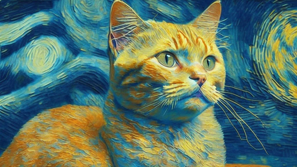 Portrait of a cat by Van Gogh