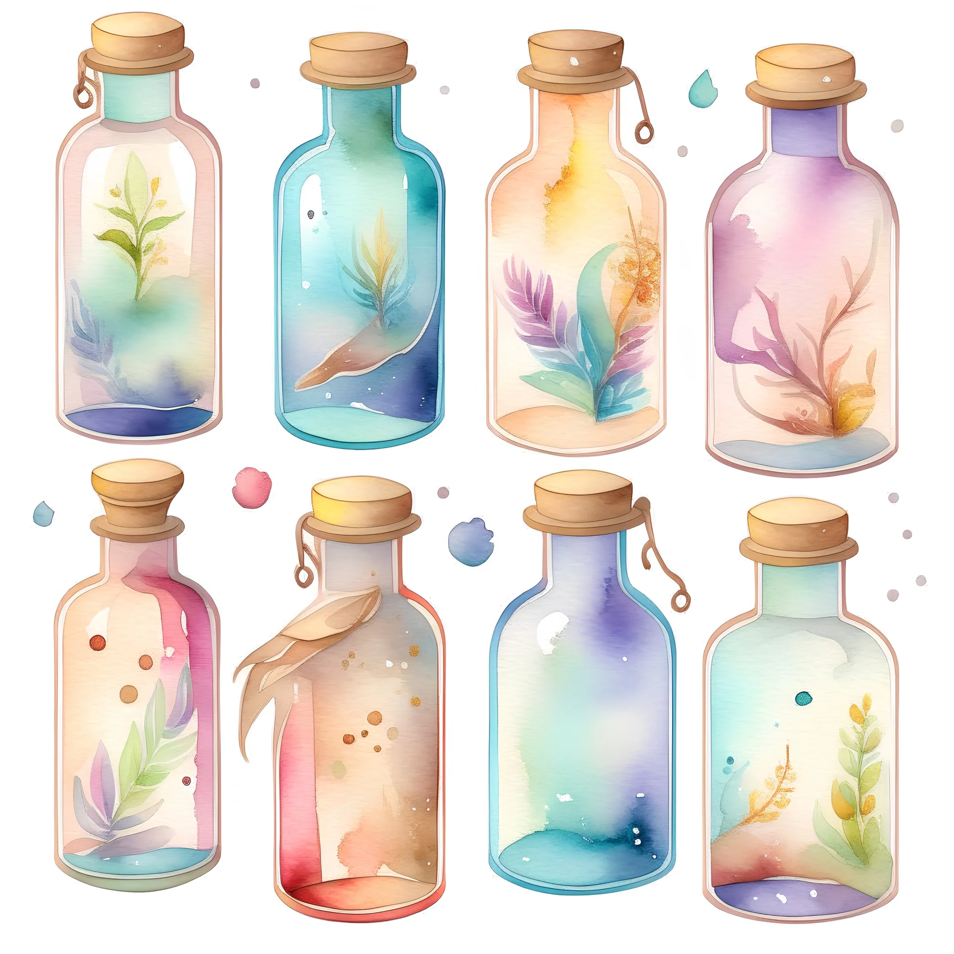 Watercolor Fairy Dust Bottle Clipart