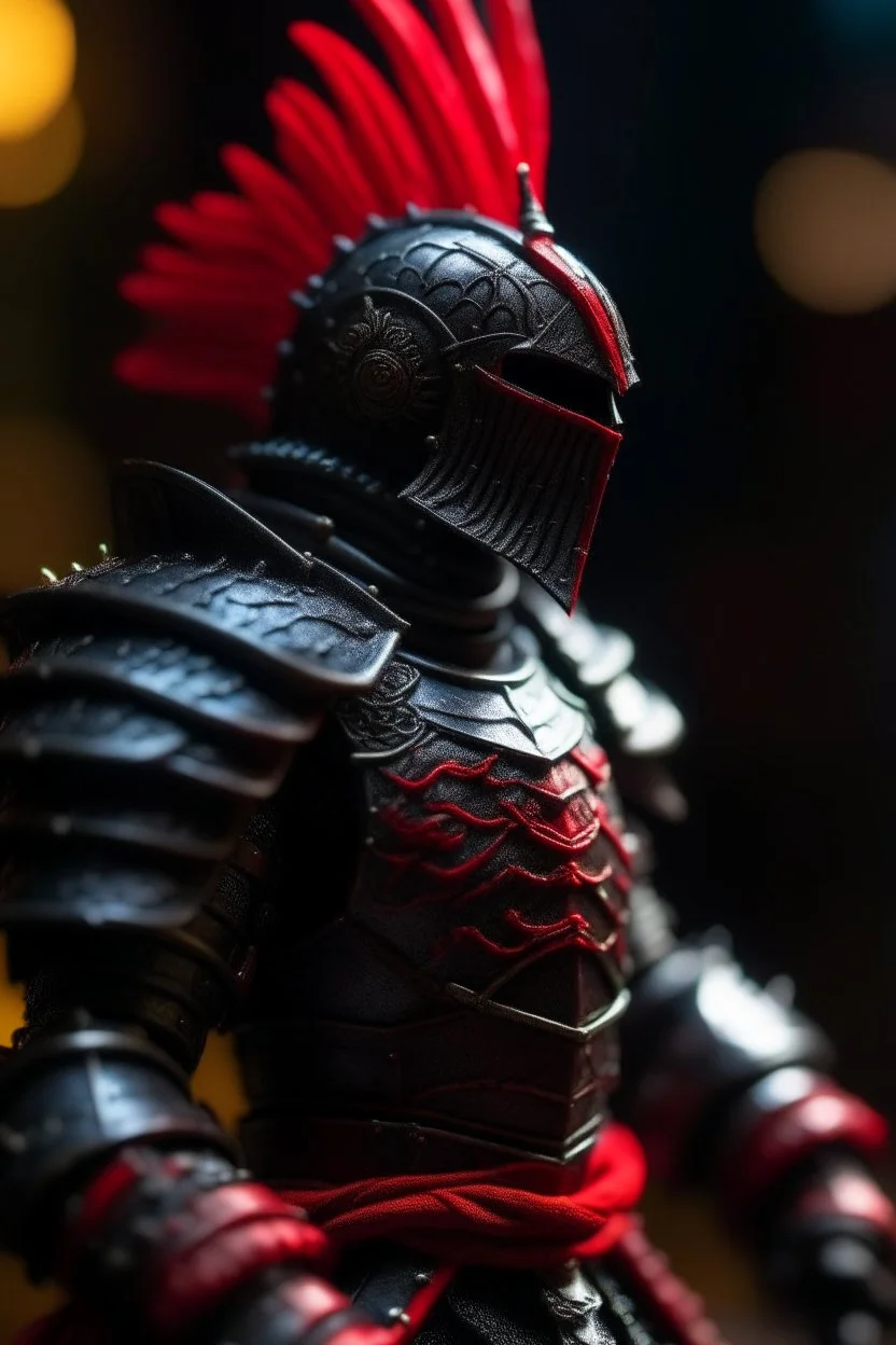 black knight with red feather wearing a glass prism as armor,shot on Hasselblad h6d-400c, zeiss prime lens, bokeh like f/0.8, tilt-shift lens 8k, high detail, smooth render, down-light, unreal engine, prize winning