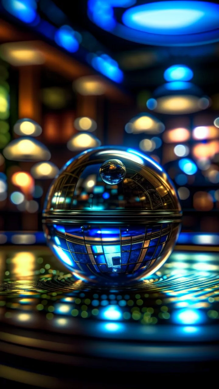 pool table inside a Crystal ball on a chain, shot on Hasselblad h6d-400c, zeiss prime lens, bokeh like f/0.8, tilt-shift lens 8k, high detail, smooth render, down-light, unreal engine, prize winning