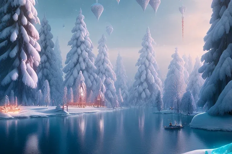 A great winter wonderland, landscape, colourful,by Greg Rutkowski, Sung Choi, Mitchell Mohrhauser, Maciej Kuciara, Johnson Ting, Maxim Verehin, Peter Konig, 8k photorealistic, cinematic lighting, HD, high details, dramatic, atmosphereric, trending on artstation