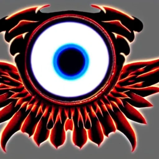 wings, freaky crazy evil eye with wings, laughing, flying, satan wings