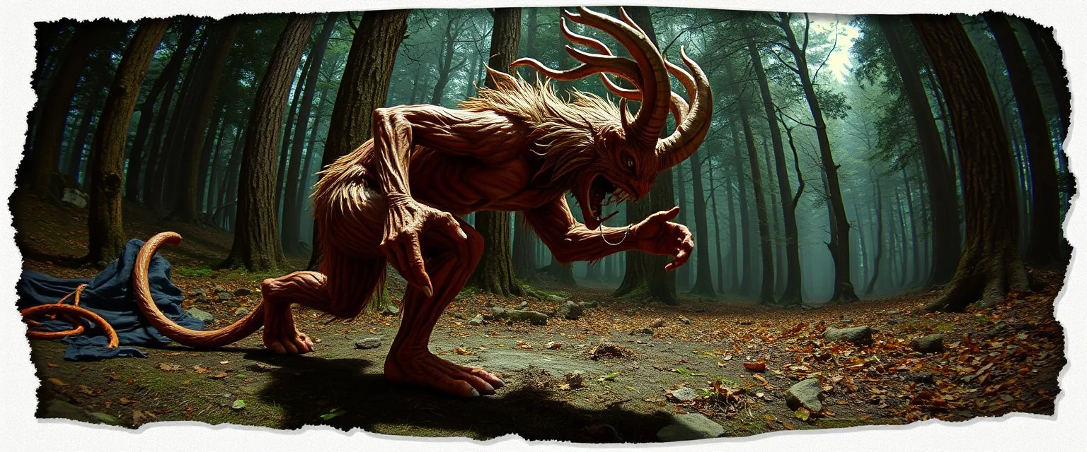 3d airbrush render,i was cooking garlic and went out to eat and something hit me hard and i wake up puked and wrestled a lycantrophic tap dancer and ran to the forest to sleep , pinhole cam, airbrush 3d rendering, in the style of Titian and Dali , torn edges on border