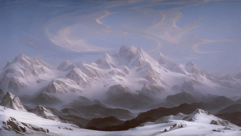 mountain range in snow by andrea del sarto