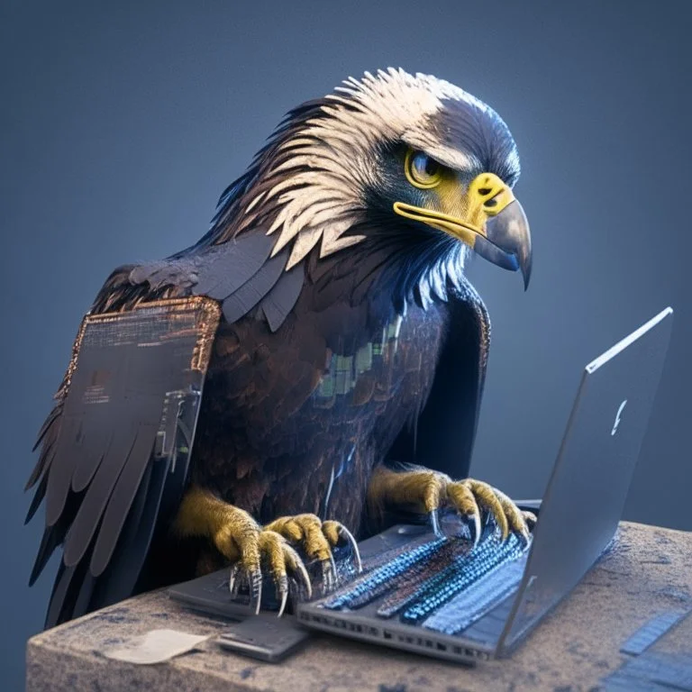 hacker eagle using a computer