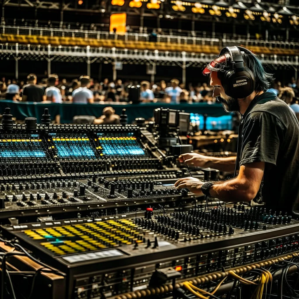 mixing on stage in a music festival