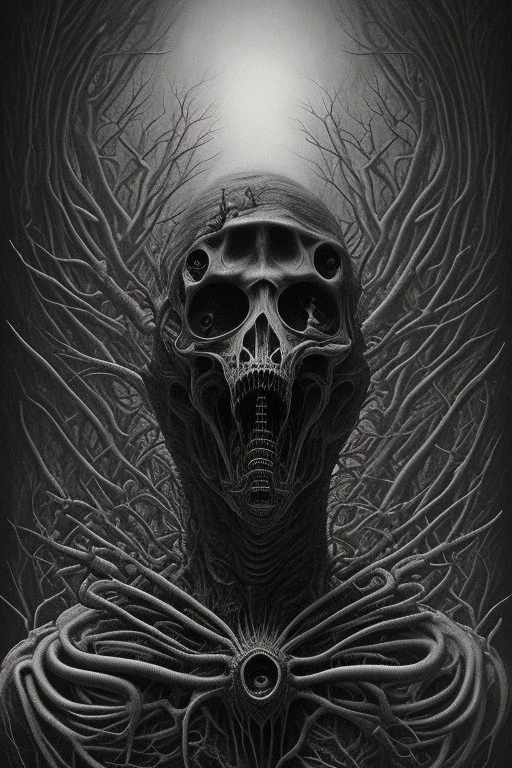 Old photo headless horseman by h r Giger, Tim burton, junji ito, dystopian surrealism, dark horror fantasy, hdr, artstation intricate details, demonic, dark art, dark noir, neoclassical gothic horror