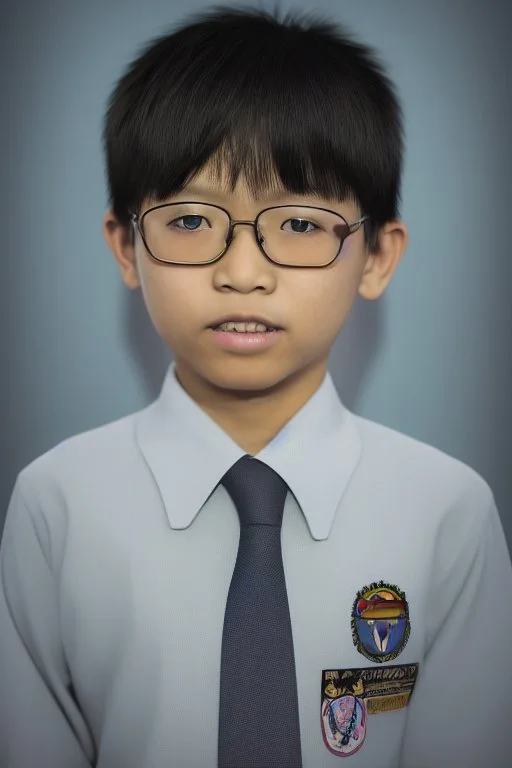 6 year old asian schoolboy in school uniform portrait, epic colour treatment, cinematic colour treatment, meticulously intricate perfectly symmetrical extremely detailed, pixiv daily ranking, pixiv, extreme depth of field, artstation, spectacular details, volumetric lighting, masterpiece, cinematic, Hollywood production, 8k resolution, high definition, max octane render, vivid colors, max resolution, max perfectionism, realistic composition, professional photography