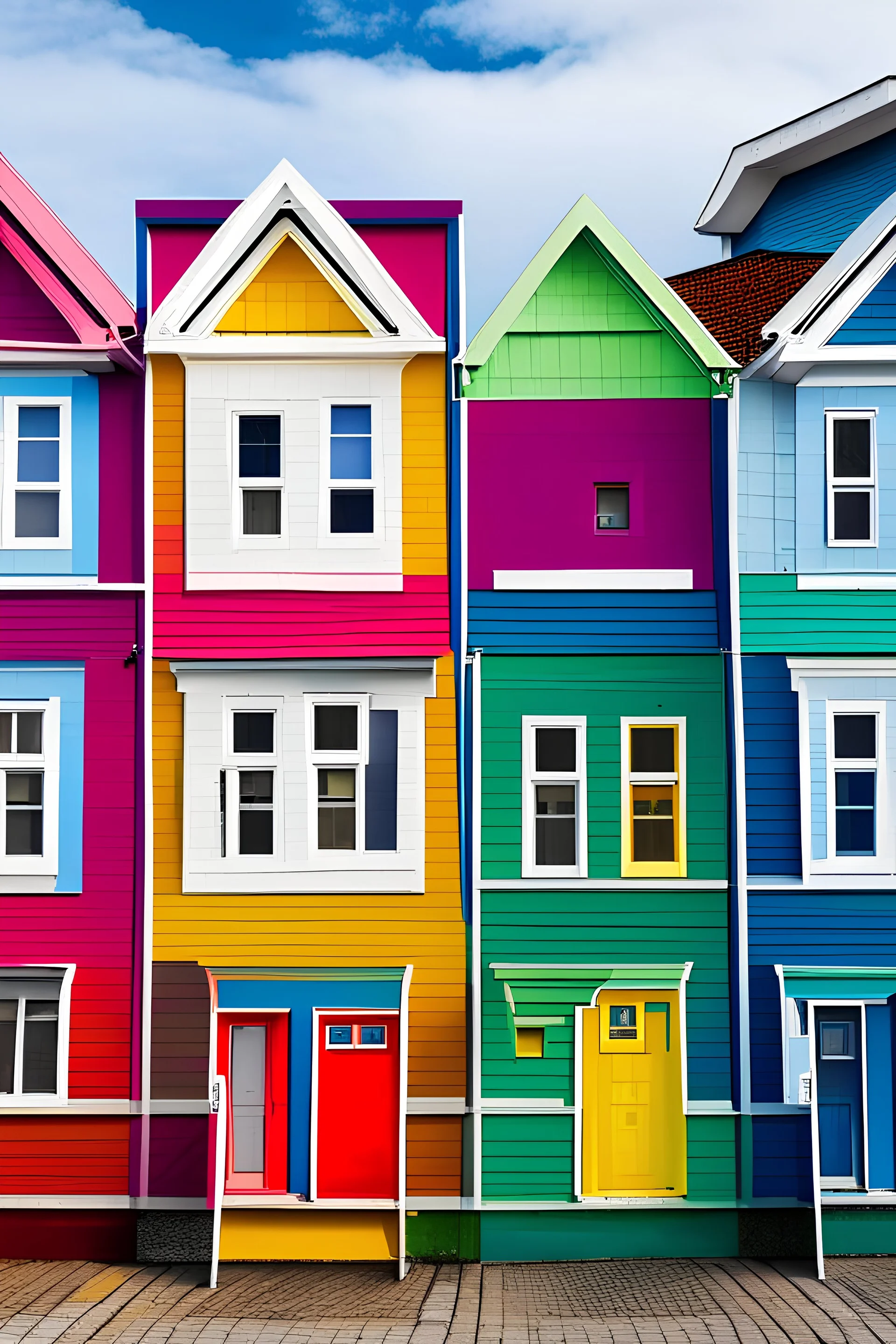 Casas con paredes multicolor