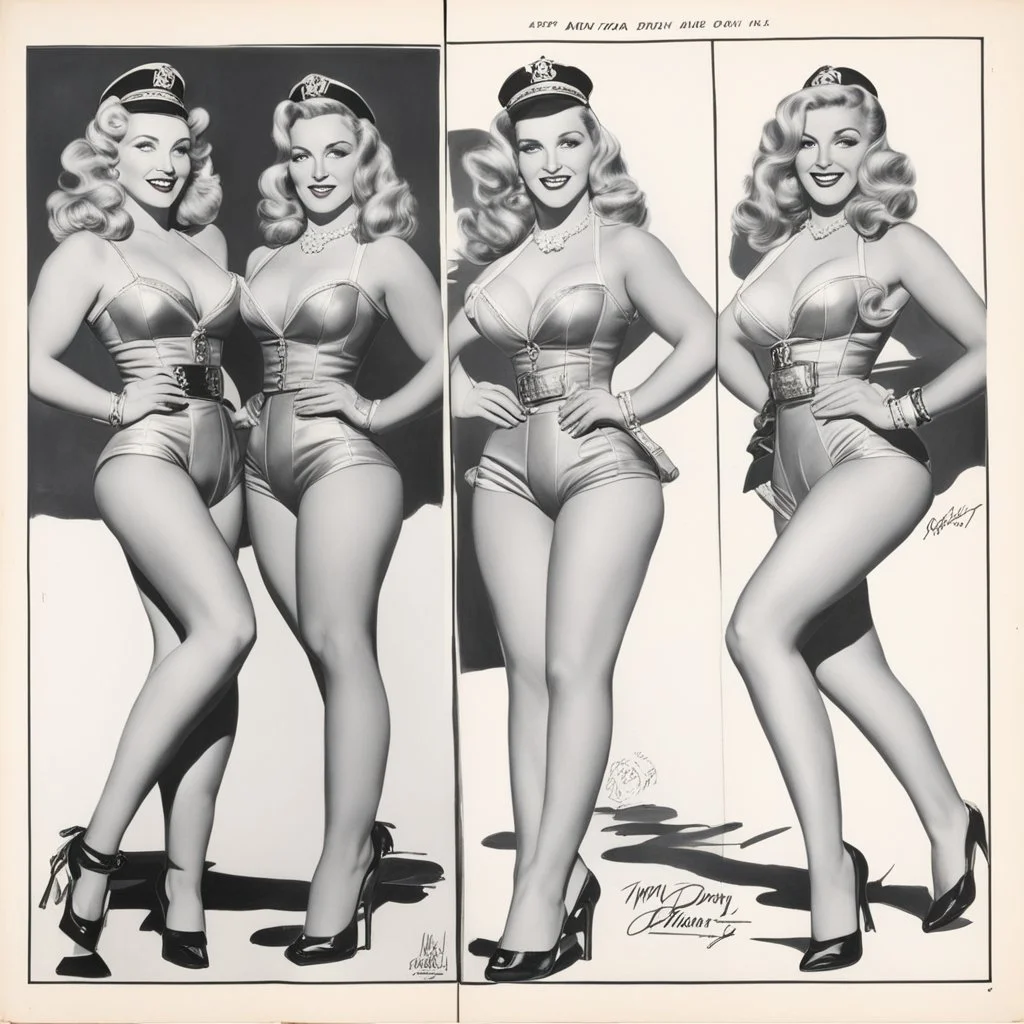 [mix Madonna and Britney's allures] Original pin-up pages by Jack Sparling from various issues of Monty Hall of the U.S. Marines, published by Toby Press, 1951-53.