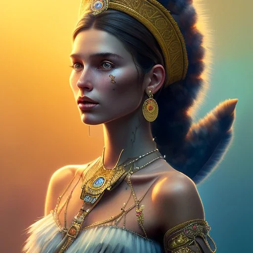 davy crocket as gypsy woman with arms above her head ,yoga artist , 4k, Masterpiece, perfect eyes looking straight into camera, Digital Illustration, Cinematic Lighting, Realistic, Sharp Focus, Centered, Beautifully Lit, Bioluminescent by Stanley Artgerm Lau