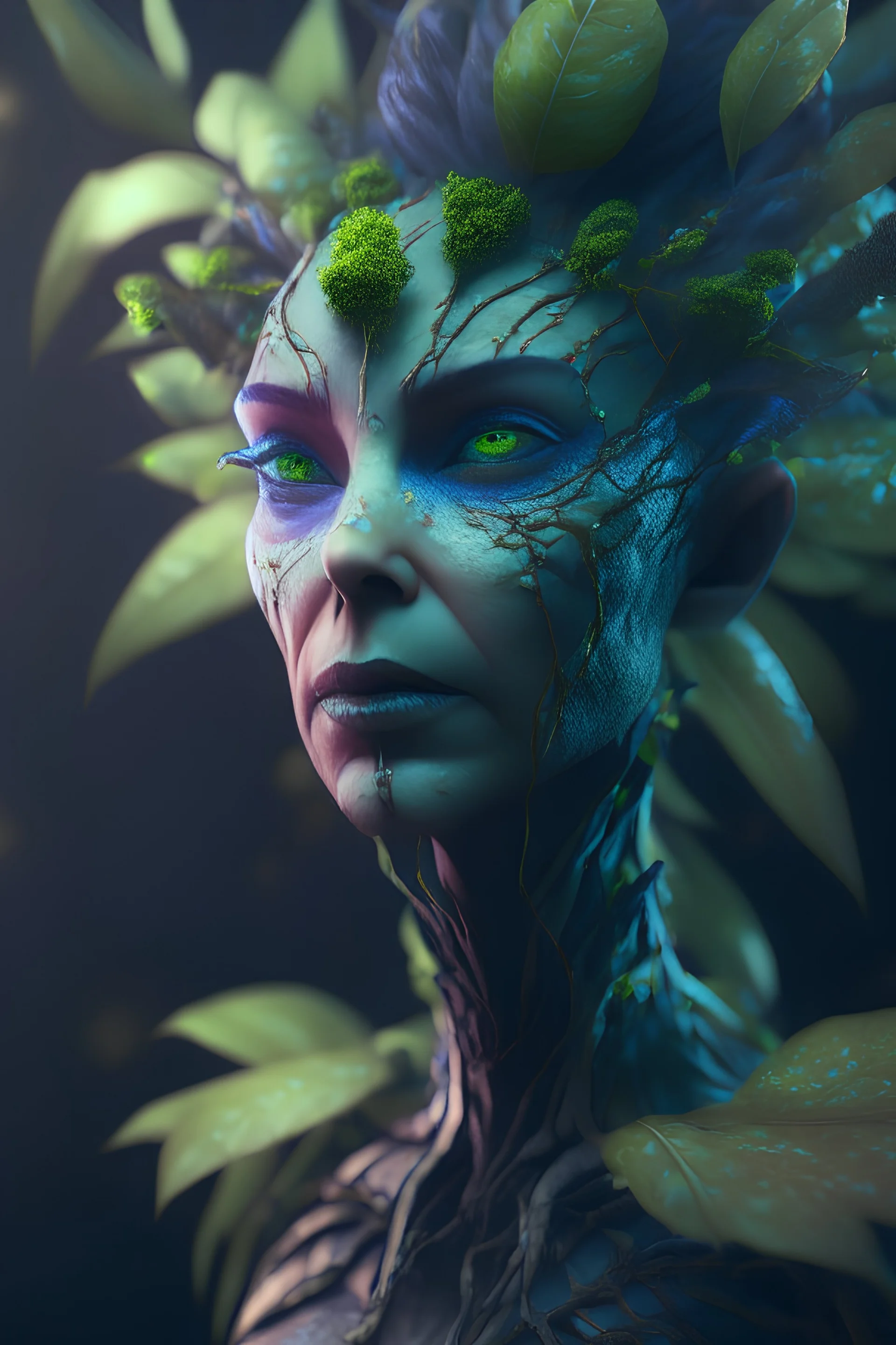 Beautiful plant woman alien,hdr, 16k, octane effect, unreal engine, cinema 4d, POTRAIT