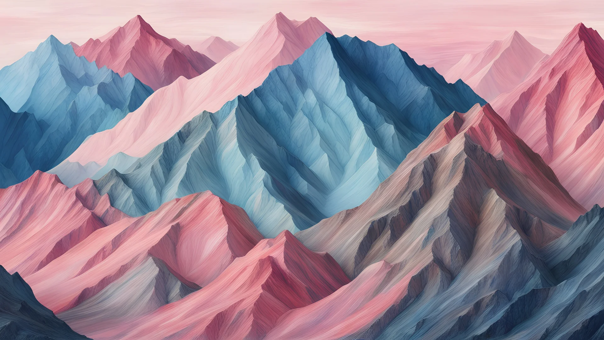 layered rock mountain with blue pink color palette