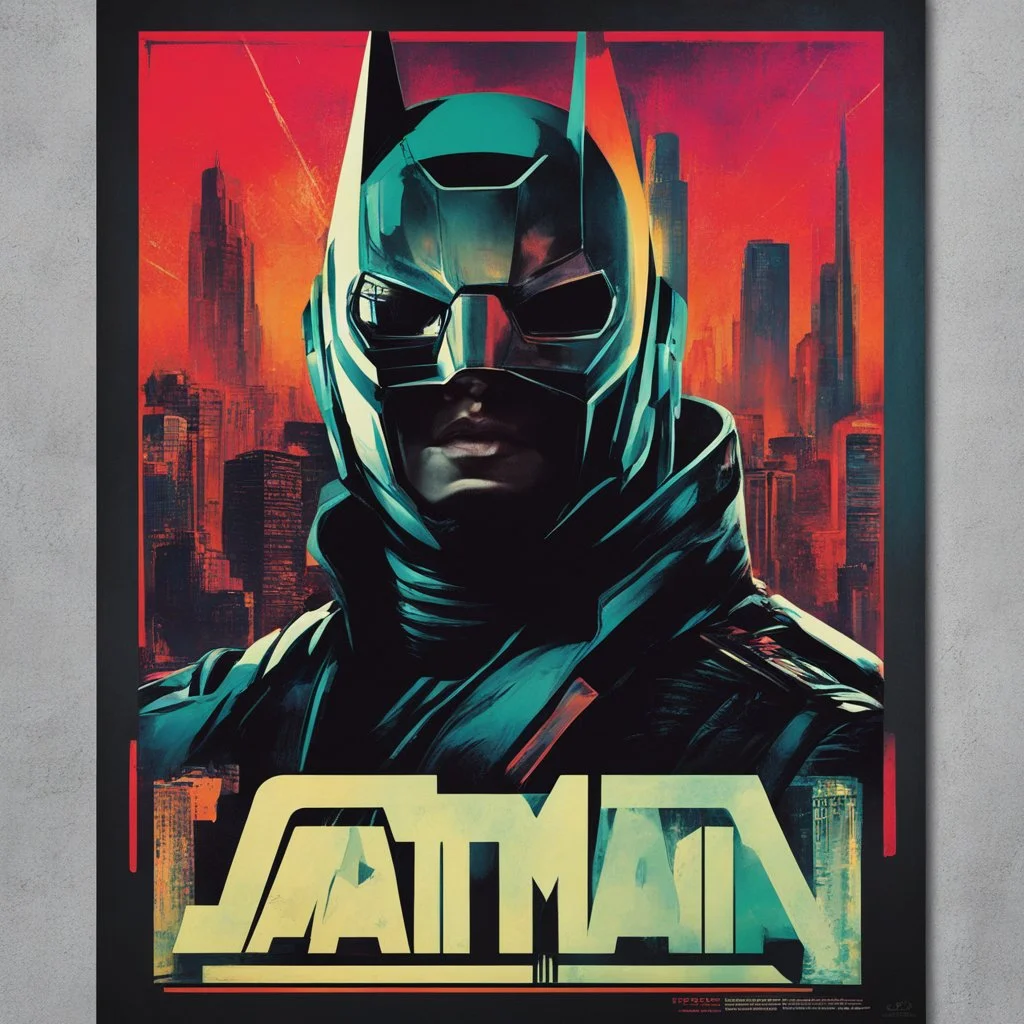 catman rebel retro futuristic cyberpunk poster