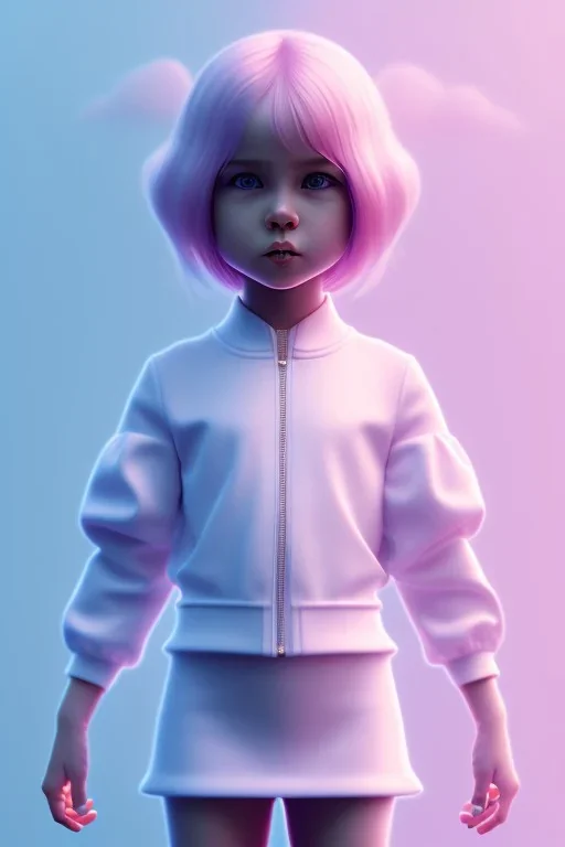 isometric clean art of super cute childlike girl, soft lighting, soft pastel gradients, high definition, 3d icon clay render, blender 3d