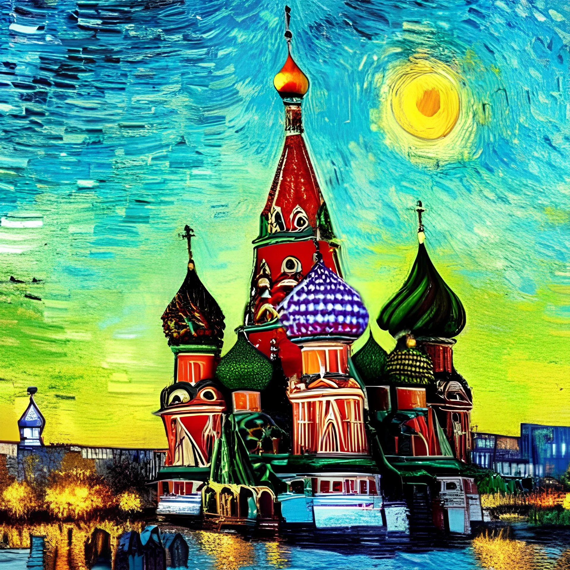 moscow city paint by van gogh