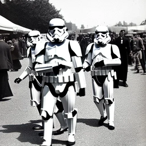 Creepy old photo of star wars type people at the fair