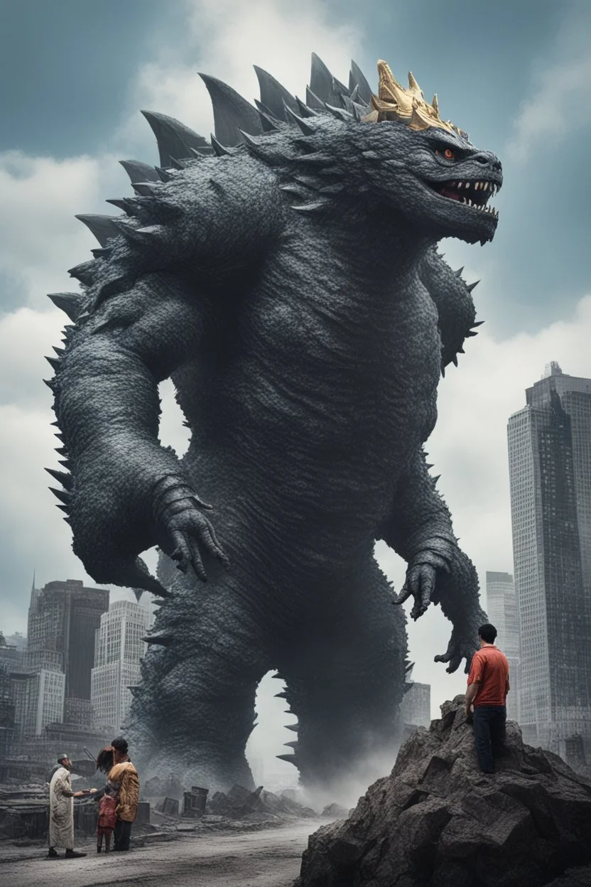 Giant kaiju and king