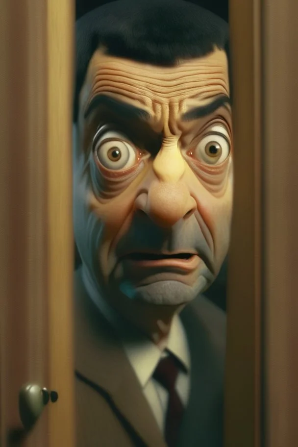 mr bean as jack in "shining", trending art, 8k, depth of field, volumetric fog