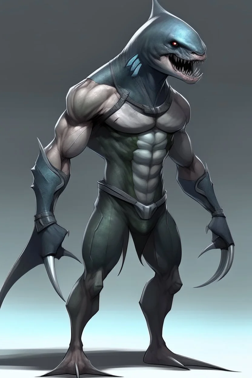 urban humanoid muscular half-shark thresher shark