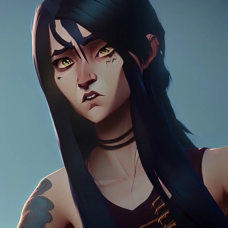 YOUG, long hair, black hair,