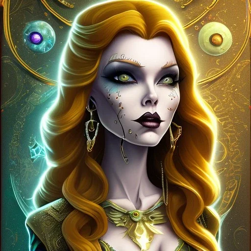 extrem tim burton style and disney style of an old and extrem malicious stepmother, sharp focus, sneaky eyes