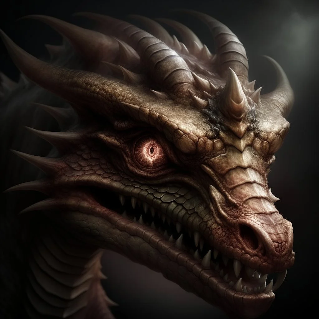 A scary dragon with a scarred eye