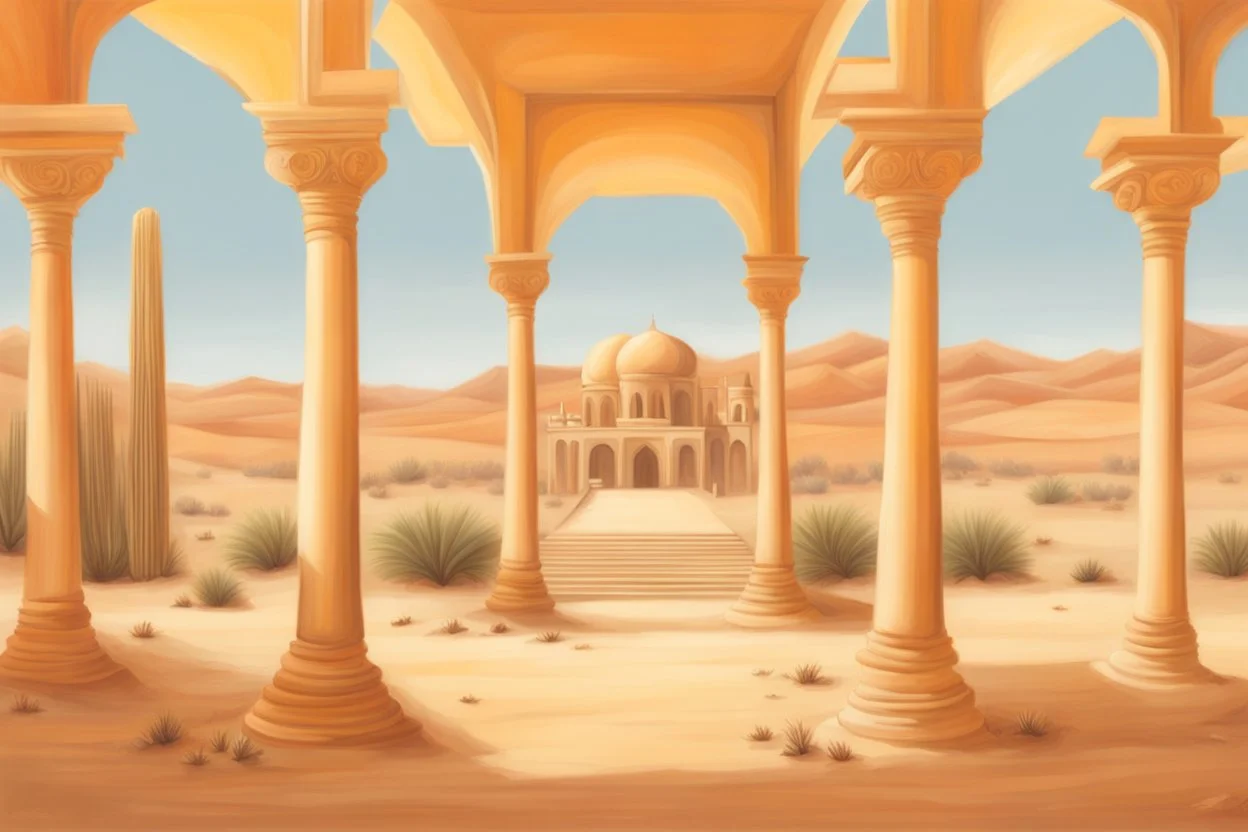 a palace in a desert landscape by artist "Ingrid Umber", by artist "Sienna Lamberts"