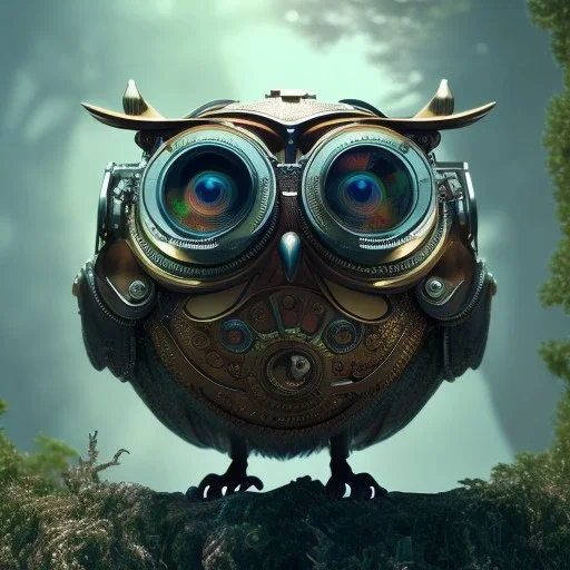 Steampunk Owl, tilt shift,miniature, extreme detail, Photorealism, macro lens 100mm, cinema4d, HDR, 8k, unreal engine 5