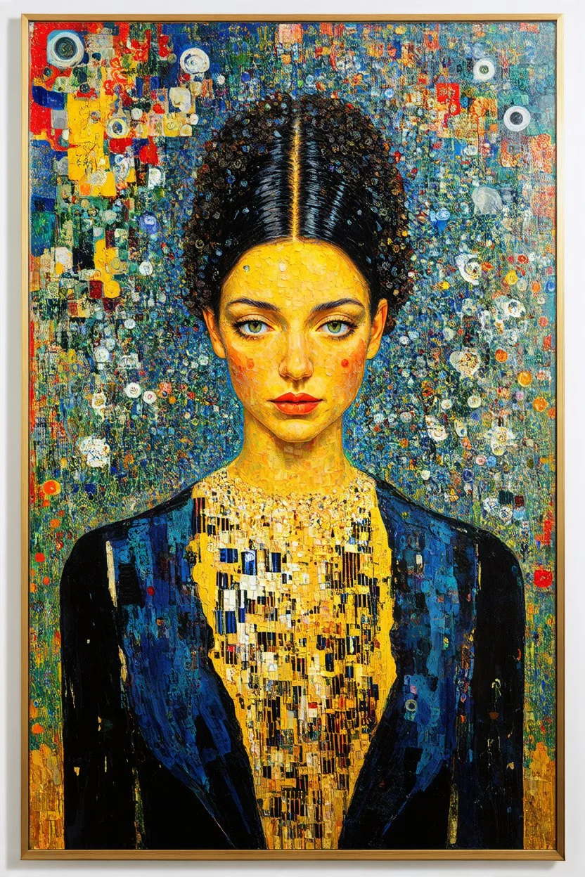 black mirror of the soul; a surreal and whimsical admixture of Klimt and Kandinsky