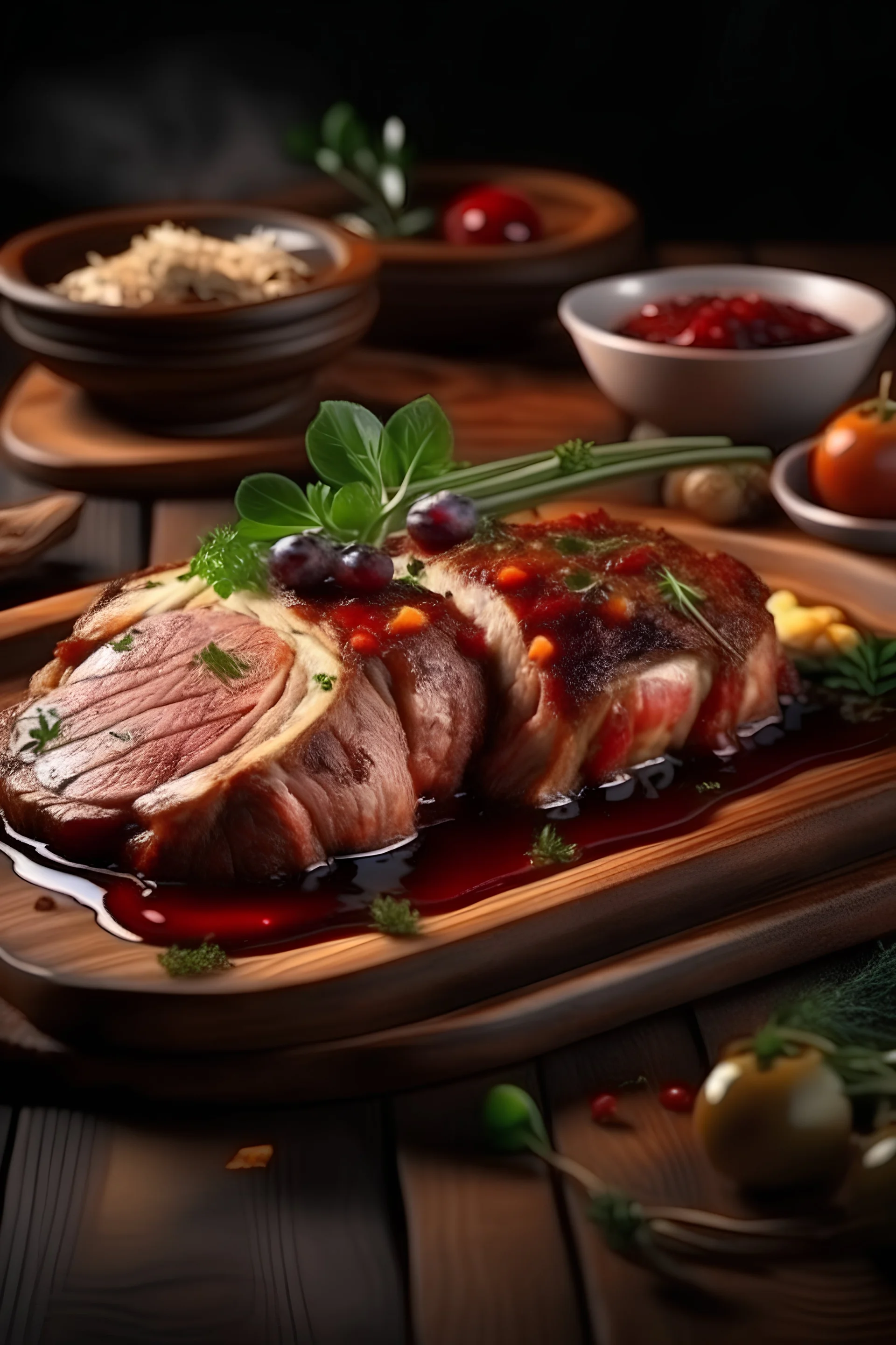 мясное блюдо, реалистичное фото, для меню ресторана