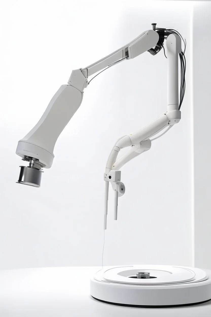 A slender flexible robotic arm with flexible joint is being drawn on a white frame.