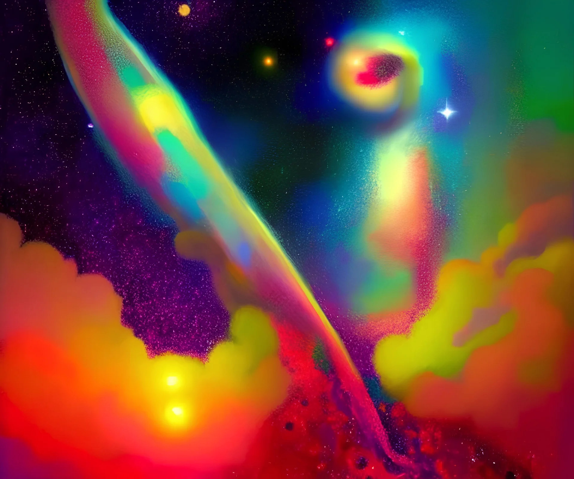 Vía Lactea. Art by "Guillermo Pérez Villalta". Vivid colors contrasts in an impressive way.