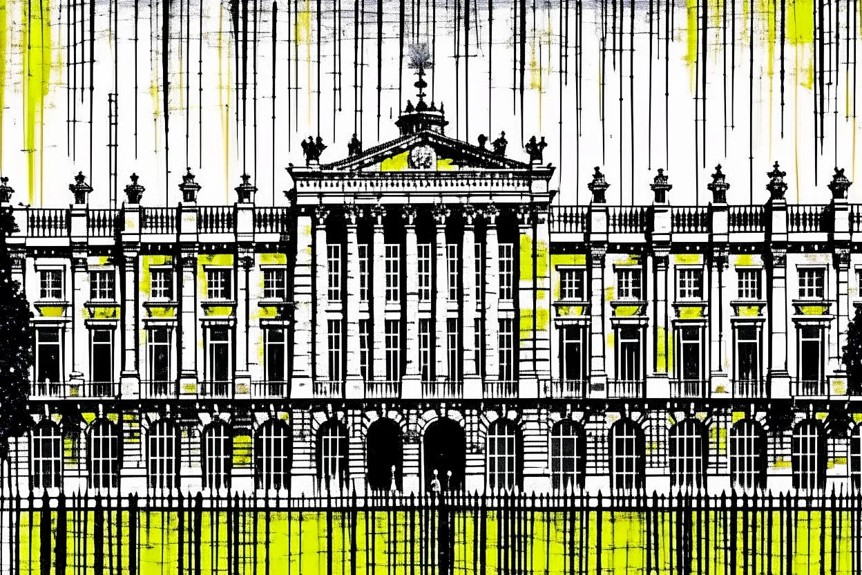 Buckingham palace in the style of john piper